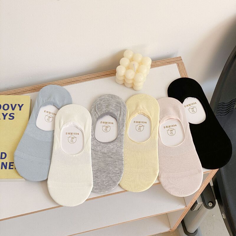 Summer Socks Women's Shallow Mouth Invisible Socks Summer Thin Breathable Hollow Mesh Sweat-Absorbing Simple Don't Dropout Boat Socks