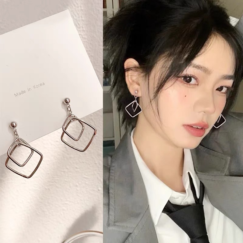 71#Geometric slimming drop earrings