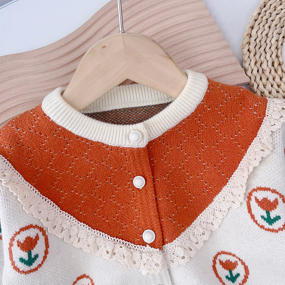 Pull pour enfants, Cardigan tricoté pour filles, ensemble deux pièces, petite robe parfumée, nouvelle collection automne_voghion.com