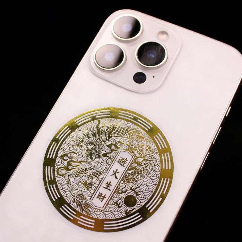 Direct from the manufacturer: New shiny gold fire-repellent wealth-attracting treasure bowl with five mountains design, invisible gold foil stickers for mobile phones, wholesale