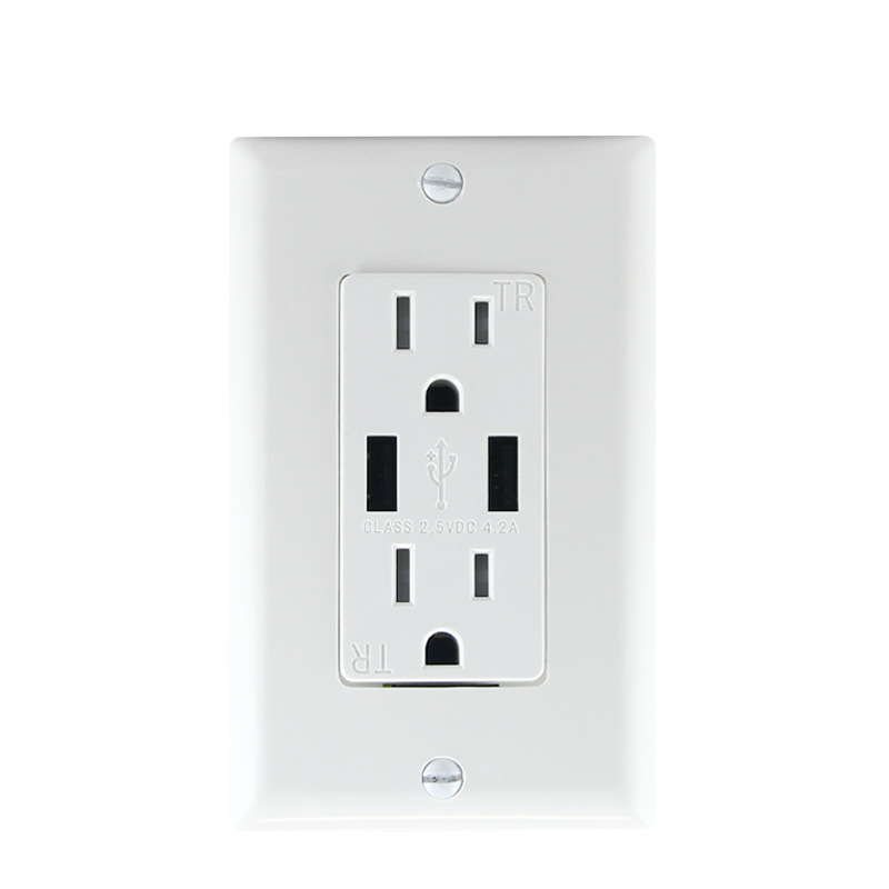UL美国标准GFCI南北美洲规NEMA美式墙壁开关15A/20A电源插座带USB