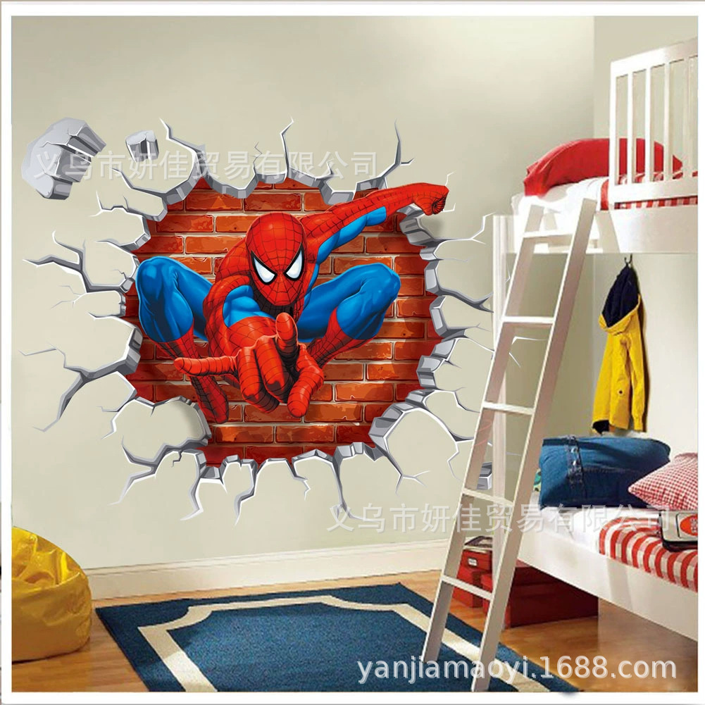 [Y006] Cross-border 3D Decorative Painting Spider-Man Wall Stickers Children's Room Living Room Background Removable Mural