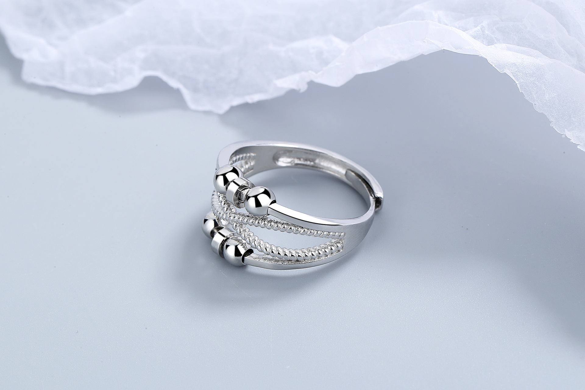 Simple Style Solid Color Copper Beaded Layered Plating Open Ring 1 Piece