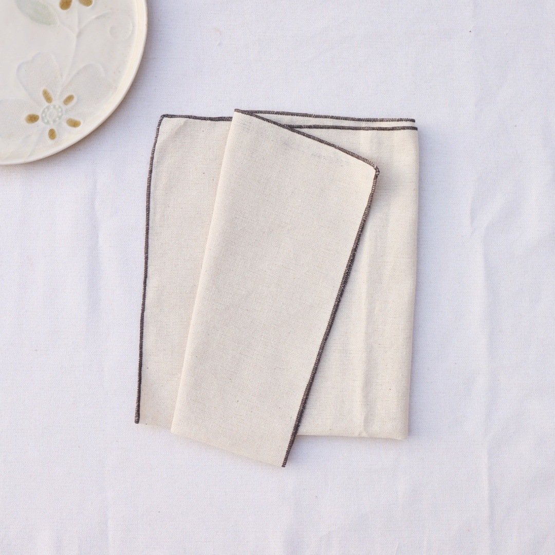 Servilleta de algodón de lino, paño de boca, borde de bloqueo, decoración de mesa lisa americana, evento de boda, servilleta transfronteriza de Navidad, toalla de cocina