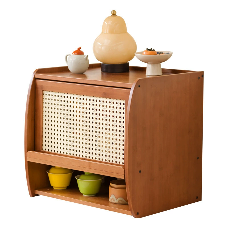 Japanese table storage system from natural wood, tea set