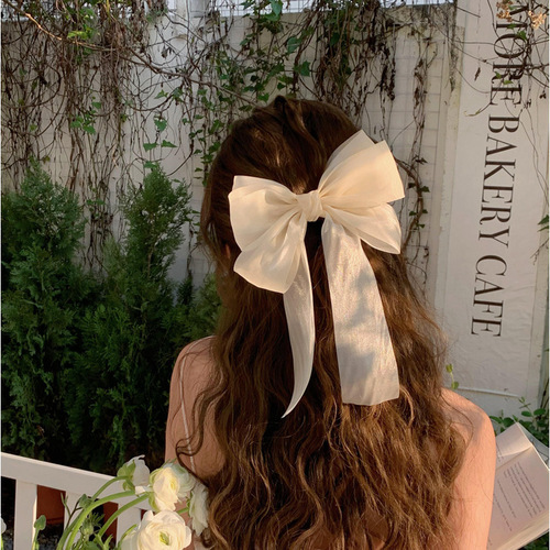 Cream-colored sweet desire mesh butterfly clip hairpin, fairy-like top clip at the back of the head, girl's hair clip hair accessory  spring clip