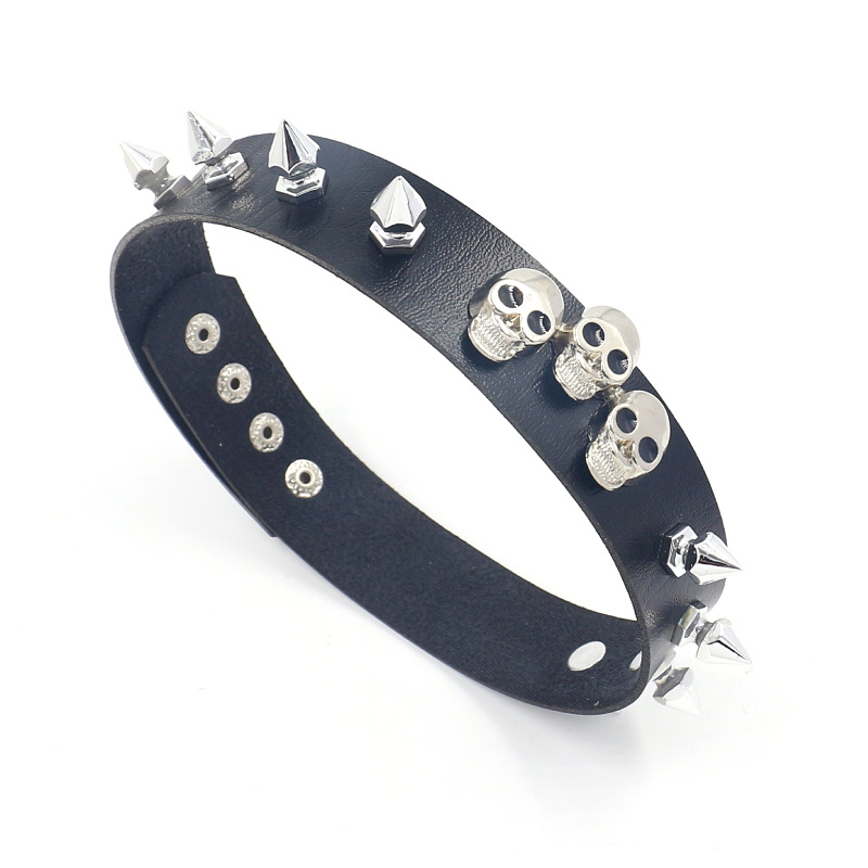 Choker Classification Punk Skull Pu Leather Alloy Choker Wholesale