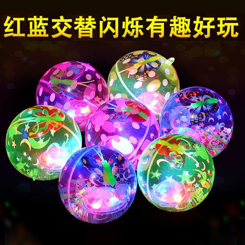 Flash crystal ball Light up elastic ball printed bounce flash children's toy ball water balloon stall supply J T