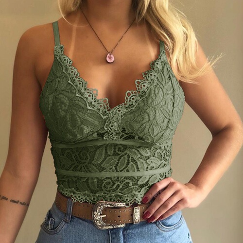 Women Bralette Crop Top Ladies Lace Tank Tops Vest Wires