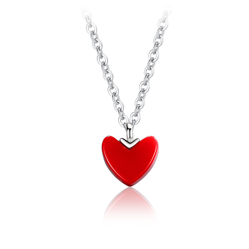 S925 plata corazón rojo collar de moda de las mujeres amor nicho diseño simple cadena de clavícula Internet celebridad mismo estilo collar venta al por mayor
