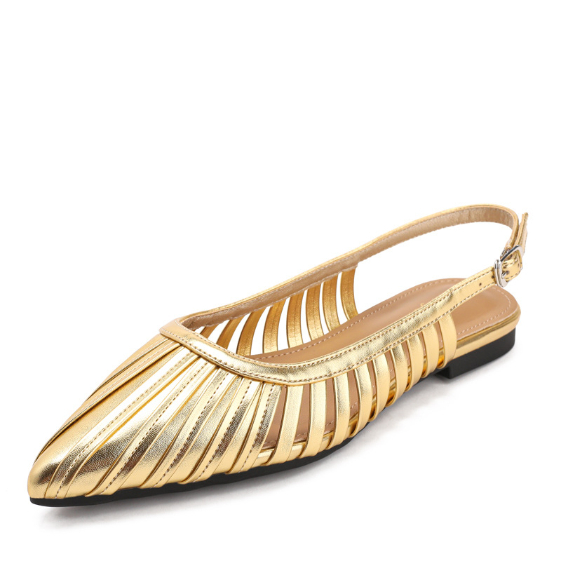 Unique Pointed-toe Buckle Sandals For Women, Hollow Back Strap, Flat-soled, New Summer Fashion Beach Shoes_desvips.com