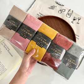 雪地袜纯色加绒百搭中筒袜男女家居保暖地板袜月子袜简约百搭