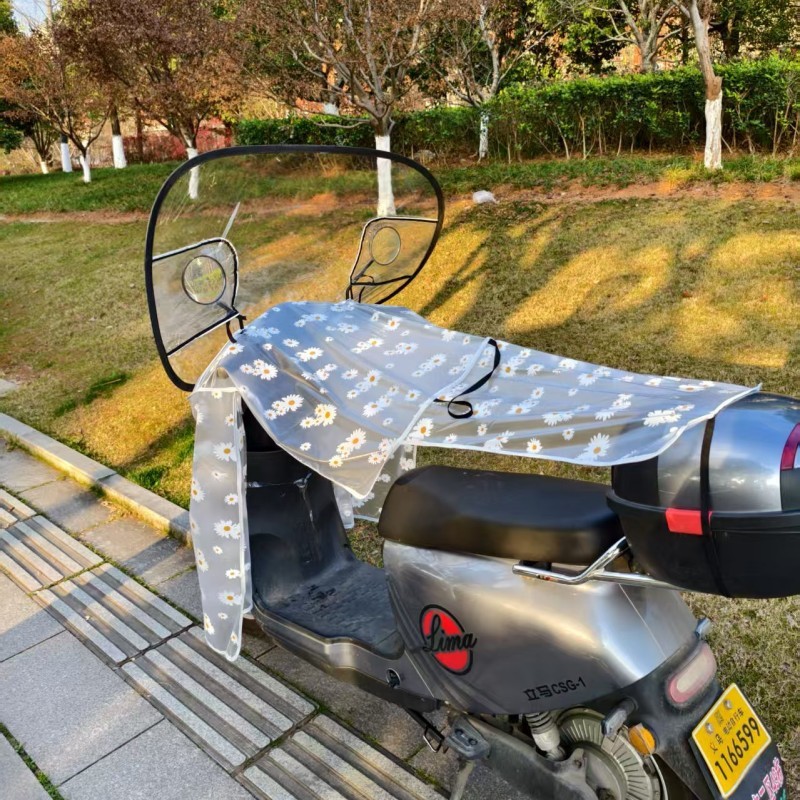 新しい電気自動車フロントフロントガラスサンシェードとレインカバーバッテリーオートバイオールシーズン防水透明フロントガラスセット|undefined