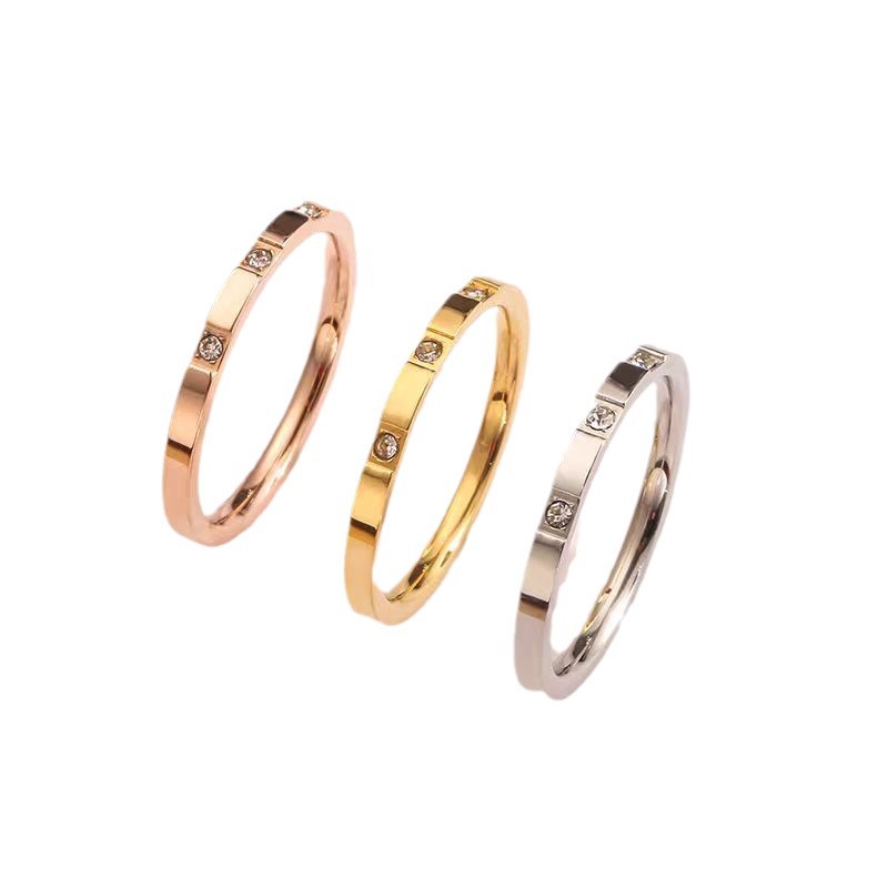 Minimalist Titanium Steel Ring With Diamonds For Women & Couples_voghion.com