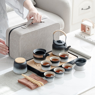 Travel tea set suit wholesale tea tray household Kung Fu Tea Cup outdoor portable teapot ceramic business gift