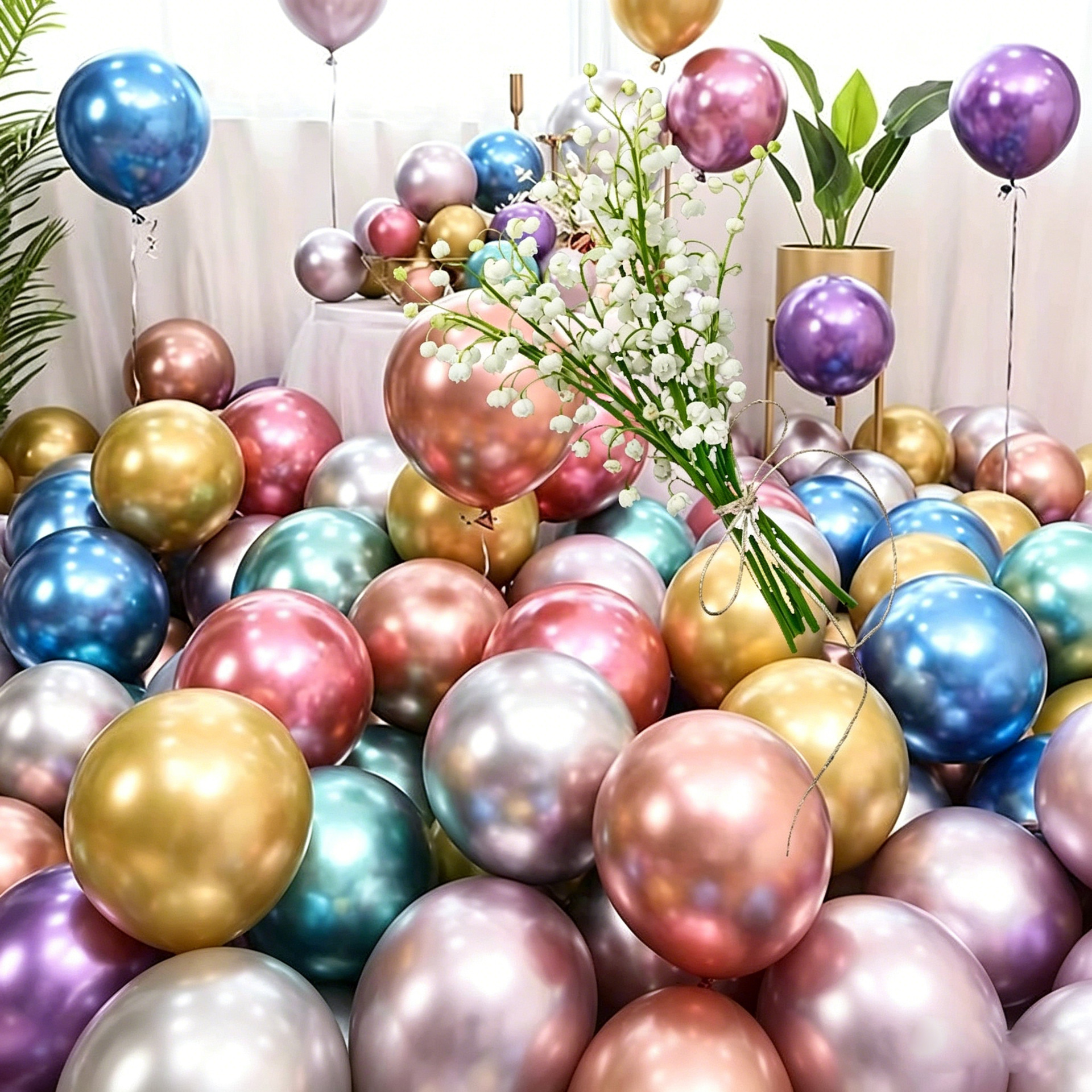 Globos de metal/látex redondos (5"/10"/12"/18") para bodas y cumpleaños al por mayor image 1