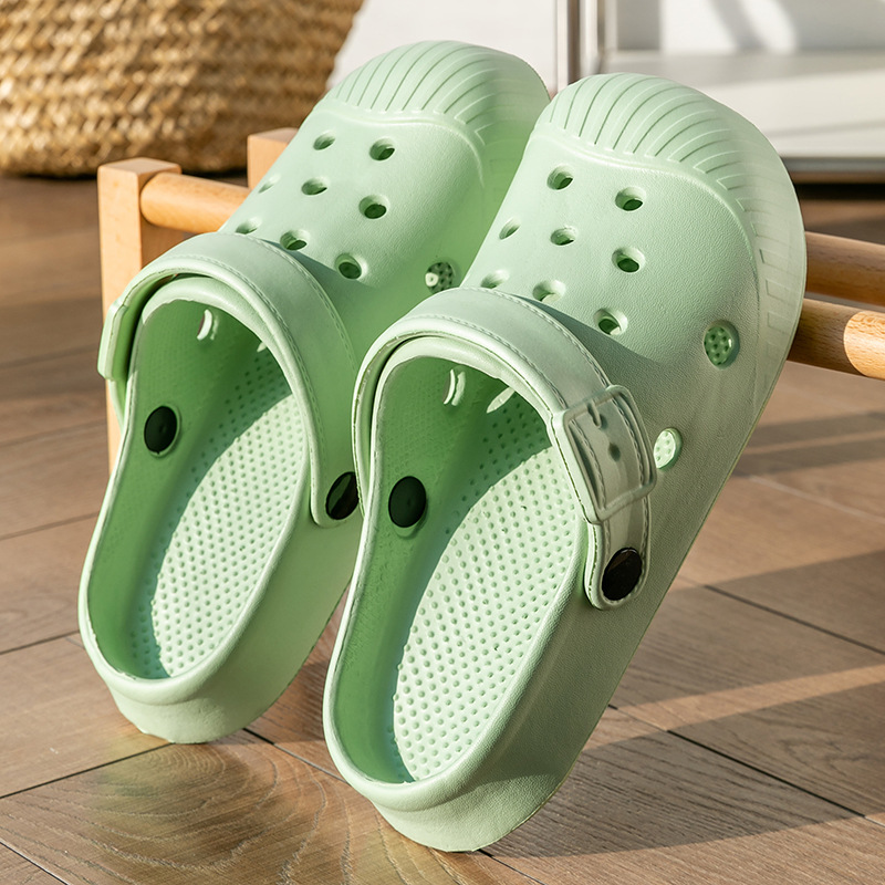 Zapatos de verano para mujeres pareja de arena antideslizante fondo grueso antiodor fugas zapatillas frías para hombres pisando mierda
