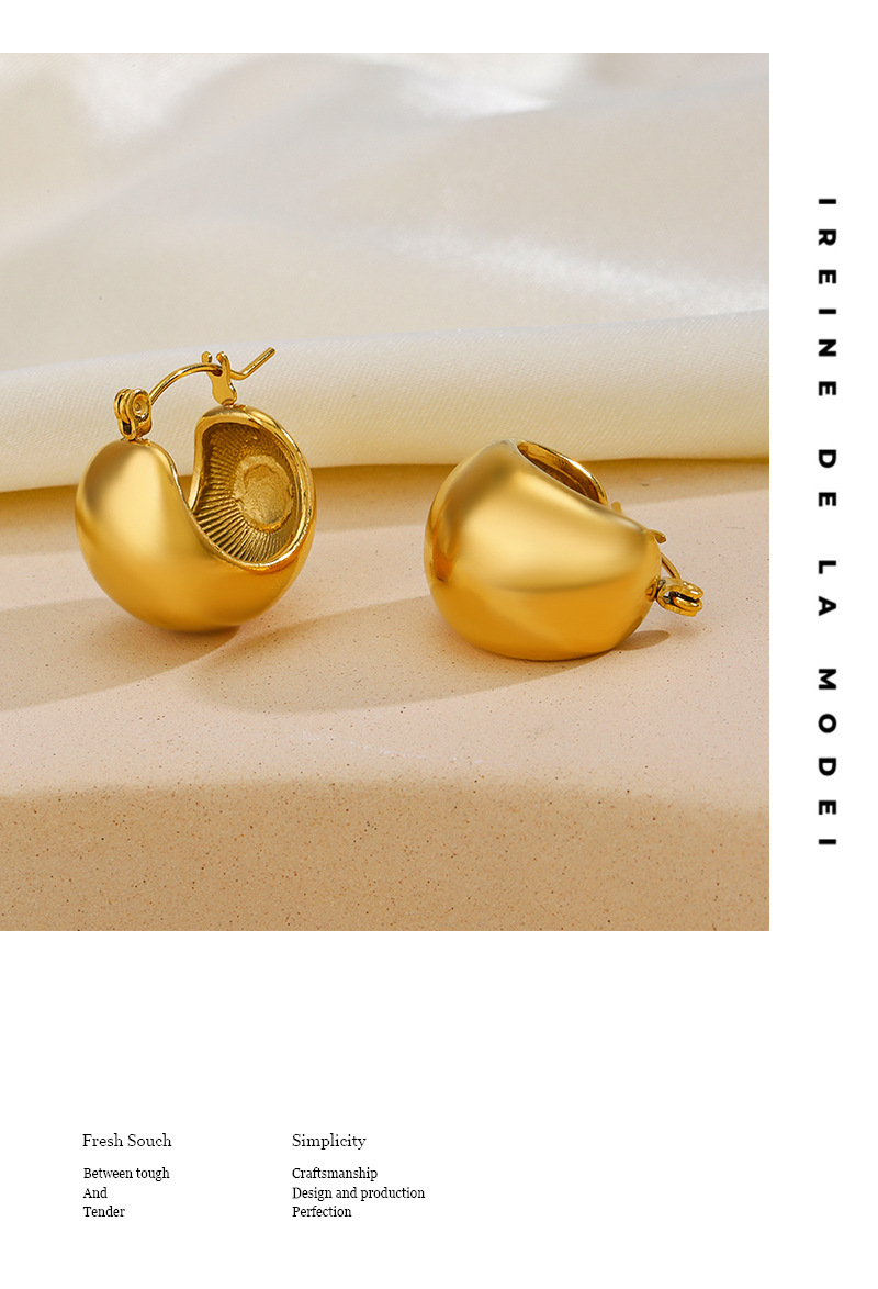 13g Weight PVD Coated Gold Plating Process 304 Stainless Steel Ear Needle Material PVD Coated 18K Gold Plated Geometric 304 Stainless Steel Retro Waterproof Non Tarnish Earrings