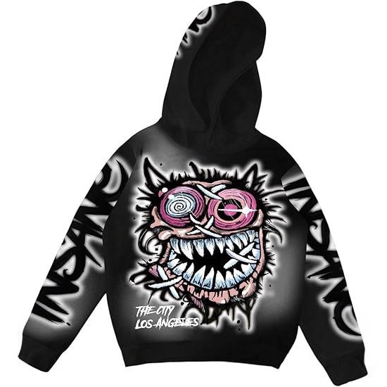 Cross-Border Men's Cartoon Graphic Hoodie Letter Print Long-Sleeved Oversized Sweatshirt Hooded Pullover Top