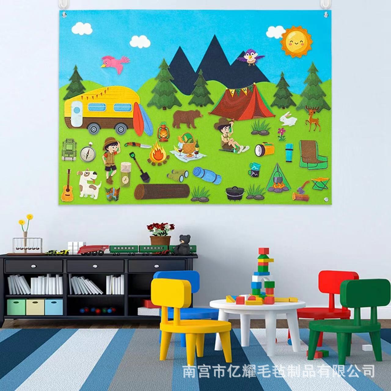 毛毡故事板 印刷露营冒险故事板儿童认知板手工DIY益智早教学习板
