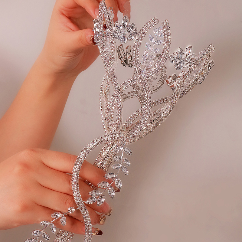 Cross-border nuevo diamante de mano flores de novia de alto nivel hojas de mano flores accesorios de boda joyas