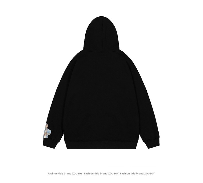 High Street Splicing Grid Pattern Hooded Sweatshirt For Men_voghion.com