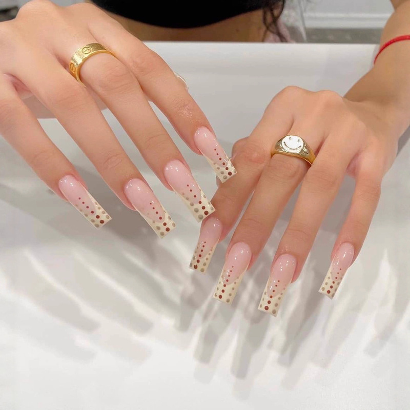 French nail art wave point Art wear armor Press on nail long nail patch wear armor wholesale