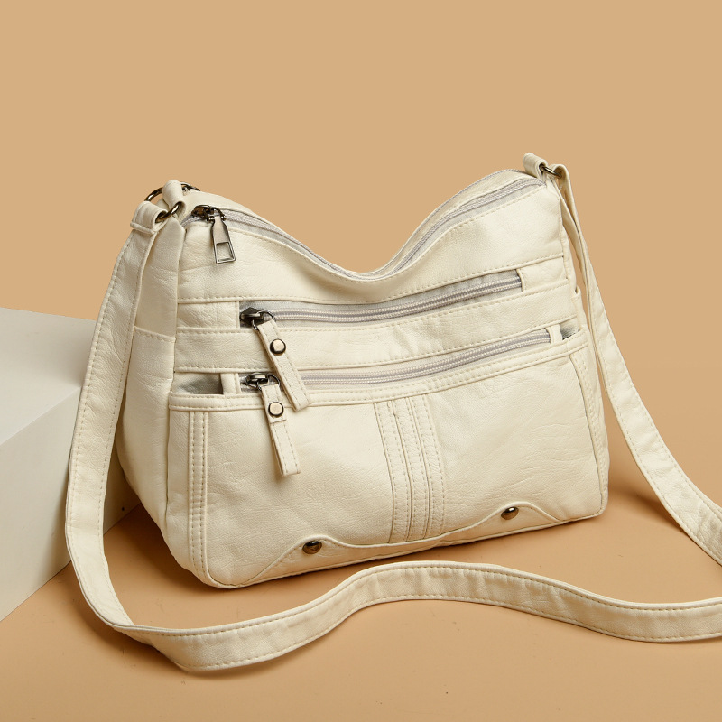 Bolsos transfronterizos para mujer 2025 nuevas señoras bandolera de mediana edad bolso de madre de un solo hombro de cuero suave bolso de mujer lavado de mediana edad y anciana