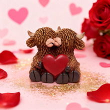 跨境新品情人节高地牛树脂摆件美式苏格兰牛家居摆设节日氛围装饰