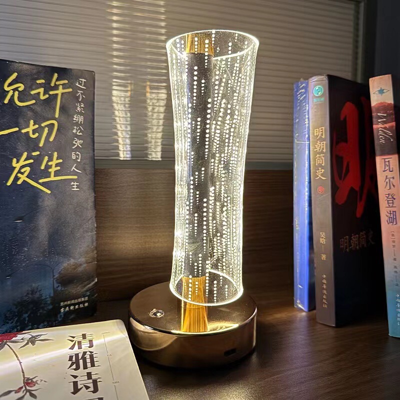 パターン小ウエストテーブルランプアクリル金属ベース寝室リビングルームスタディテーブルランプ北欧クリエイティブデザインナイトライト|undefined