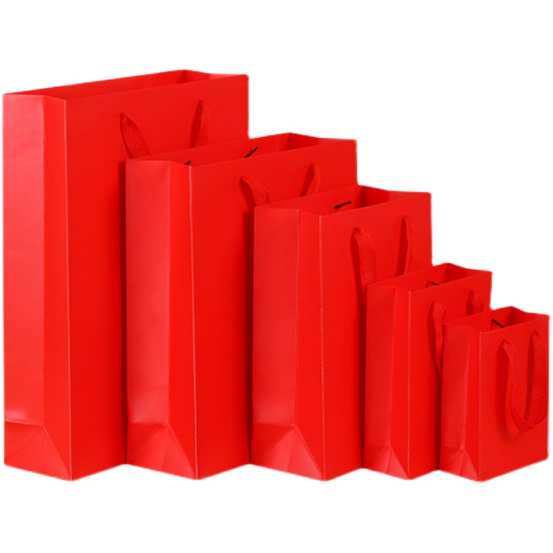 Mini bolsas de regalo bolsas de papel de embalaje portátil rojo engrosado bolsas de mano simples bolsas kraft pequeñas