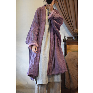 Original Winter Linen Irregular Texture Wrinkle Whatever You Want All-match Vintage Artistic Style Cotton Coat Cotton Coat
