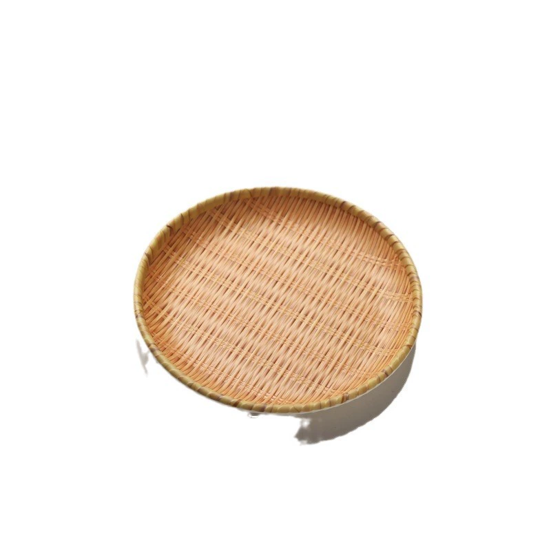 Bantamine Imitation Vine-Woven Dim Sum Plates for Hot Pot, Rectangular Bamboo Plastic/Porcelain