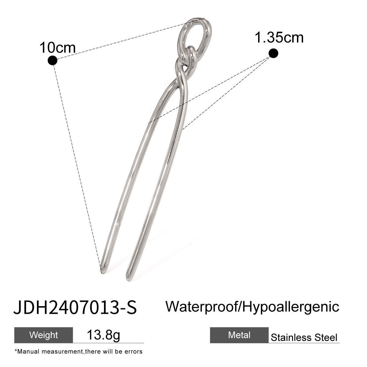 JEDING Europa y los Estados Unidos de alto nivel 18k oro acero inoxidable en forma de U pinzas de cabello en horquilla de cabello de alto nivel acero de titanio joyas para el cabello