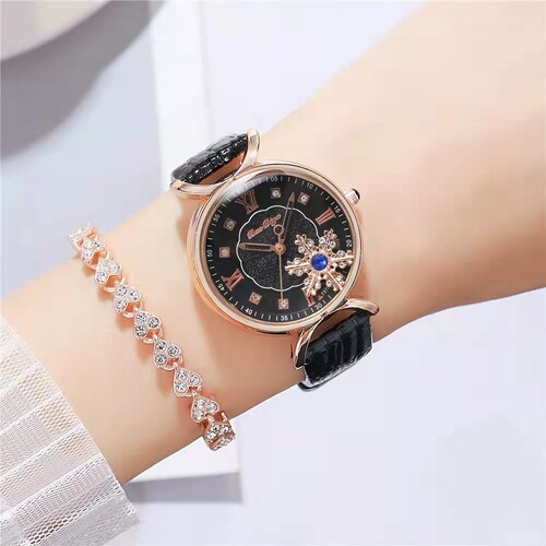  New Women's Foreign Trade Women's Watch Casual Fashion Trend Versatile Belt Roman Two-piece Bracelet Set Watch