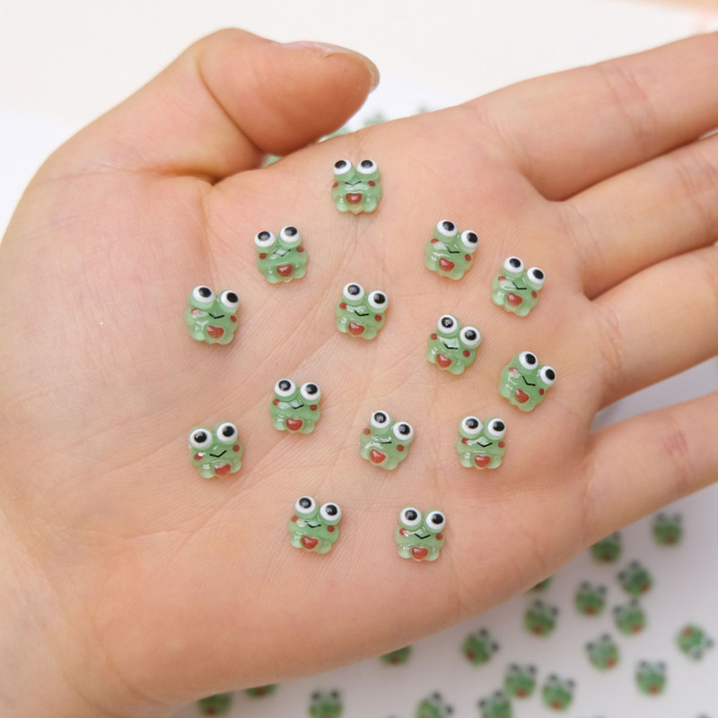 Happy Little Frog Cartoon Manicure Cute Stereo Heart Resin DIY Wearable Nail Accessories Material Package Wholesale