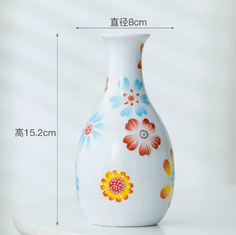 Vaso de escritorio de cerámica de porcelana pequeña boca mini hidroponía de flores retrógradas botellas de flores de porcelana