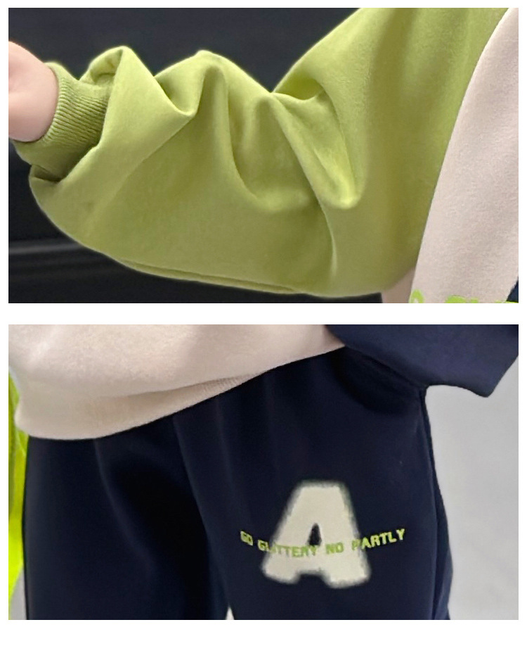 Dětské oblečení Malé a střední děti, ležérní volný módní top s písmeny, módní sada dvou sad_voghion.com