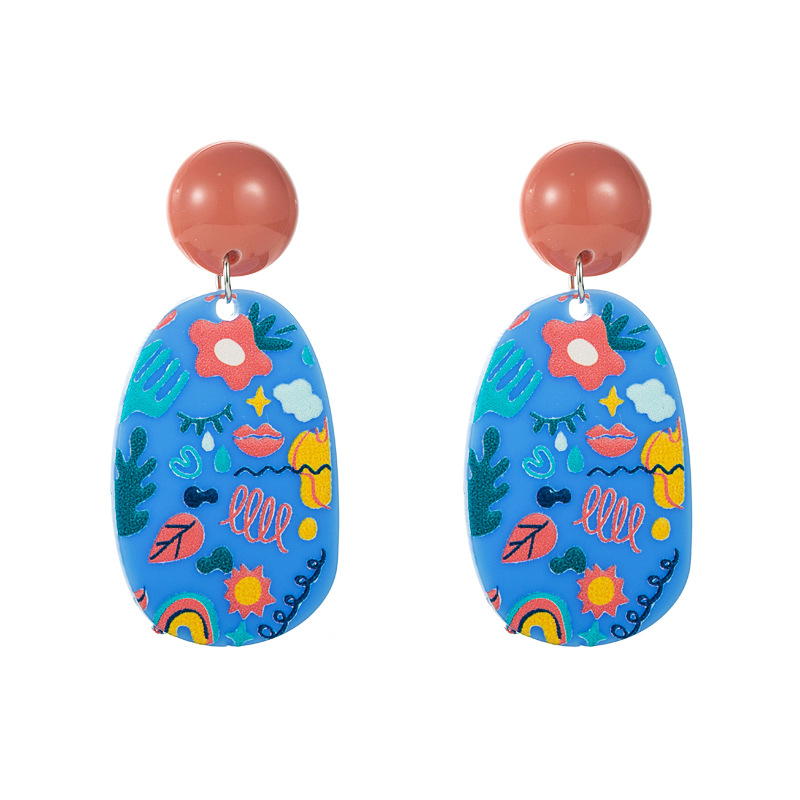 Bohemian Style Printed Geometric Pendant Earrings Wholesale Nihaojewelry display picture 8