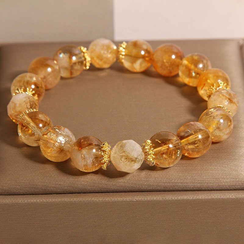 New Chinese-Style Vintage Maillard Trendy Imitation Citrine Yellow Tower Crystal Bracelet with Elegant and Exquisite Design, Perfect as a Gift for a Close Friend