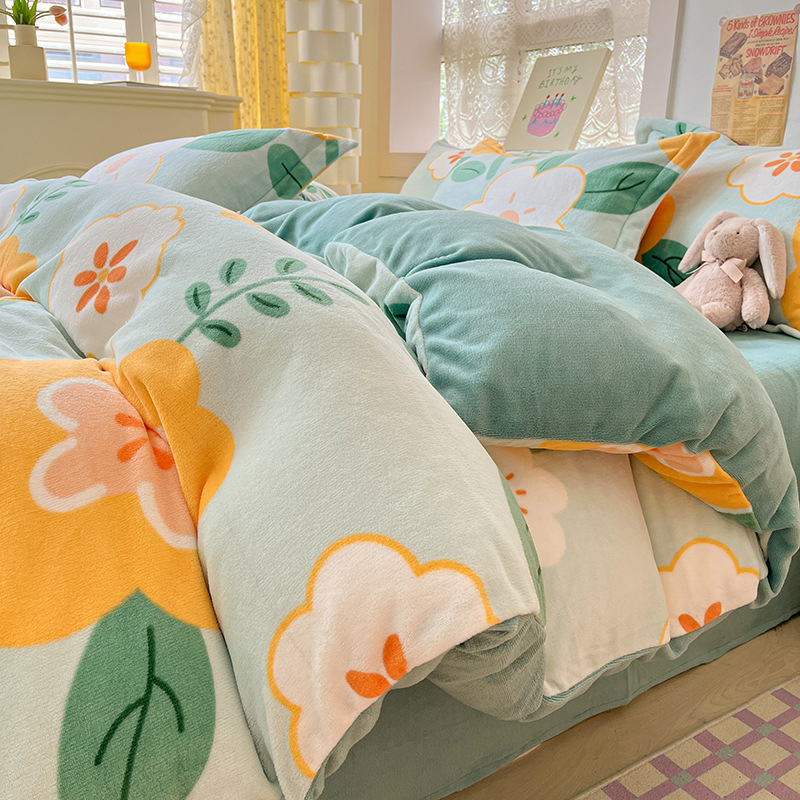 Otoño y invierno leche edredón cubierta de una sola pieza de coral doble edredón grueso dormitorio de estudiantes individuales 200x230