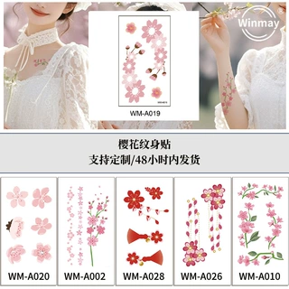 樱花纹身贴纸小清新唯美Ins风新款樱花节性感女神花朵锁骨纹身贴