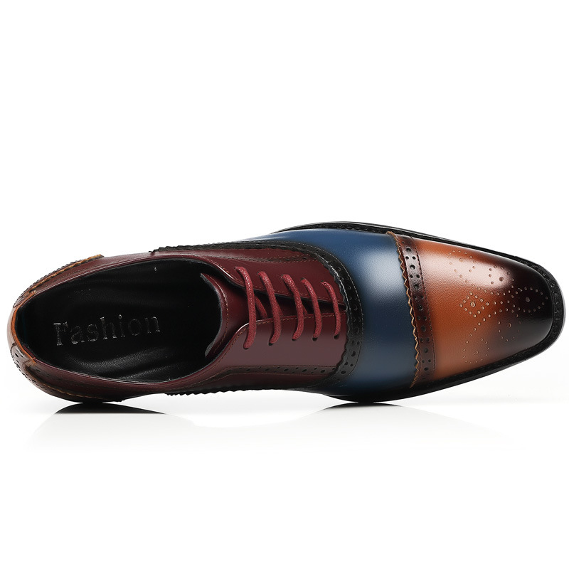 Scarpe da uomo brogue abbinate a colori scarpe da uomo in pelle intagliata scarpe alla moda traspiranti tutte le partite scarpe da lavoro formali da sposa in pelle_voghion.com