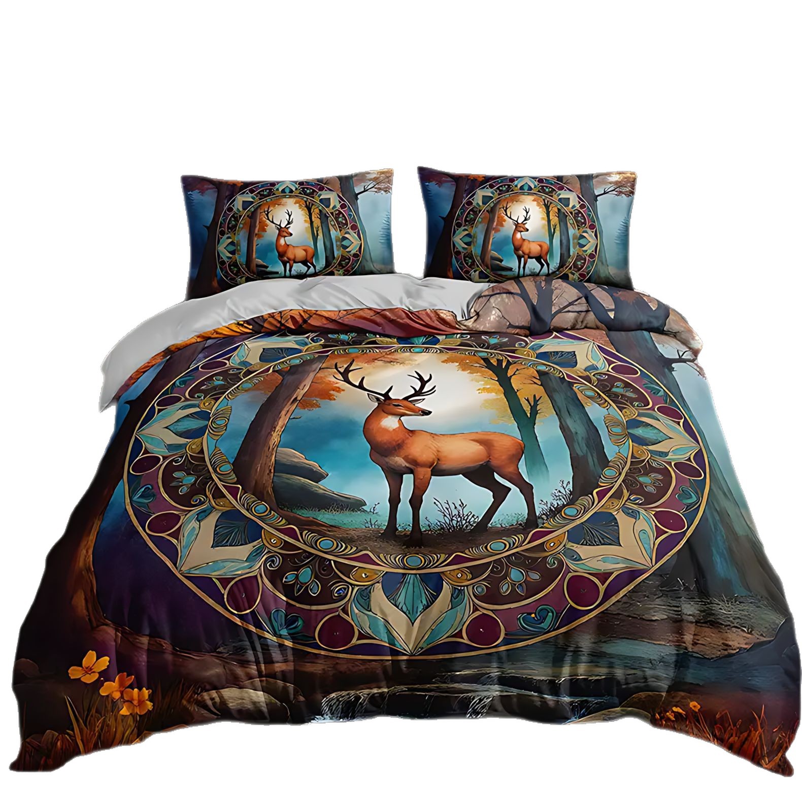 TEMU / JIT Amazon Transfronterizo Espectacular Deer Forest Diseño 3D Impresión Digital Kit Fuente Fabricante