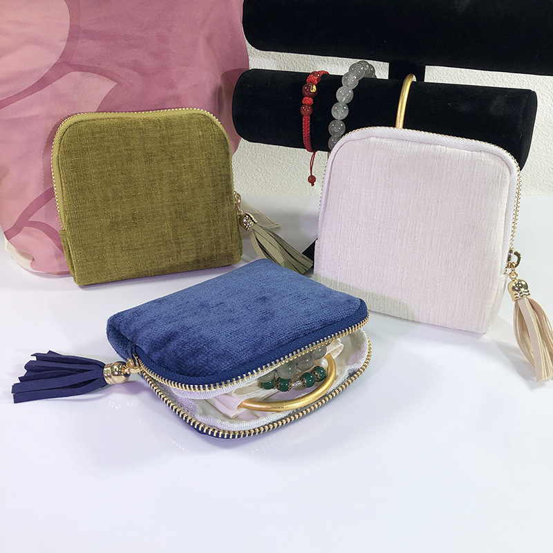 精致首饰收纳包流苏拉链便捷饰品旅行包戒指吊坠手链手串珠宝袋