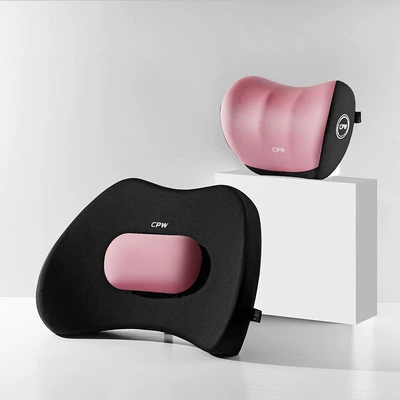 Waist support Waist Pillow Car Office Seat - black-powder-adjustable-headrest-lumbar-support-set