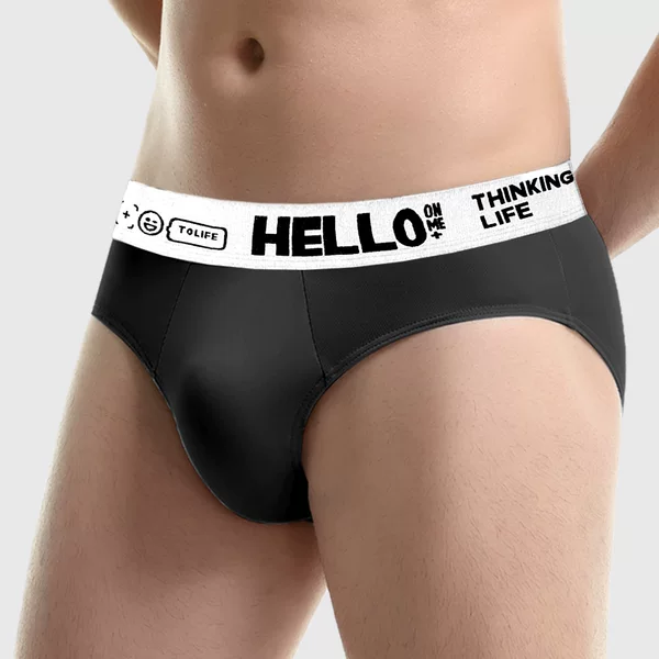 Men's Ice Silk Underwear Printed Letters Trendy Briefs Large Size Fat Men Quick-Drying Breathable Sports Boys' Underwear