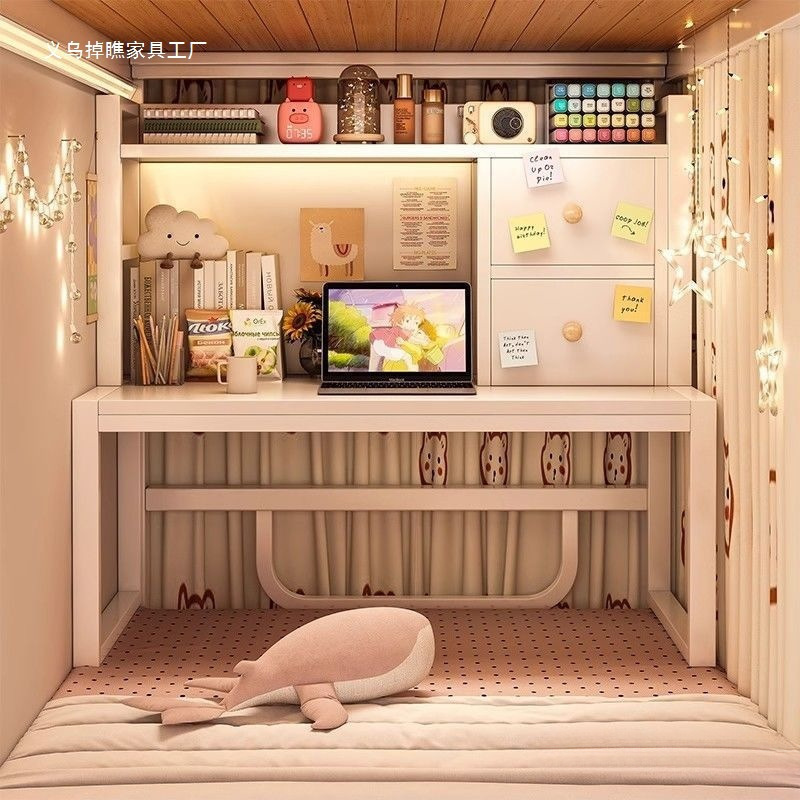 Dormitory Bed Steel Frame Laptop Table Bay Window College Student Desk Bedside Artifact Storage Rack Upper Bunk Computer Table