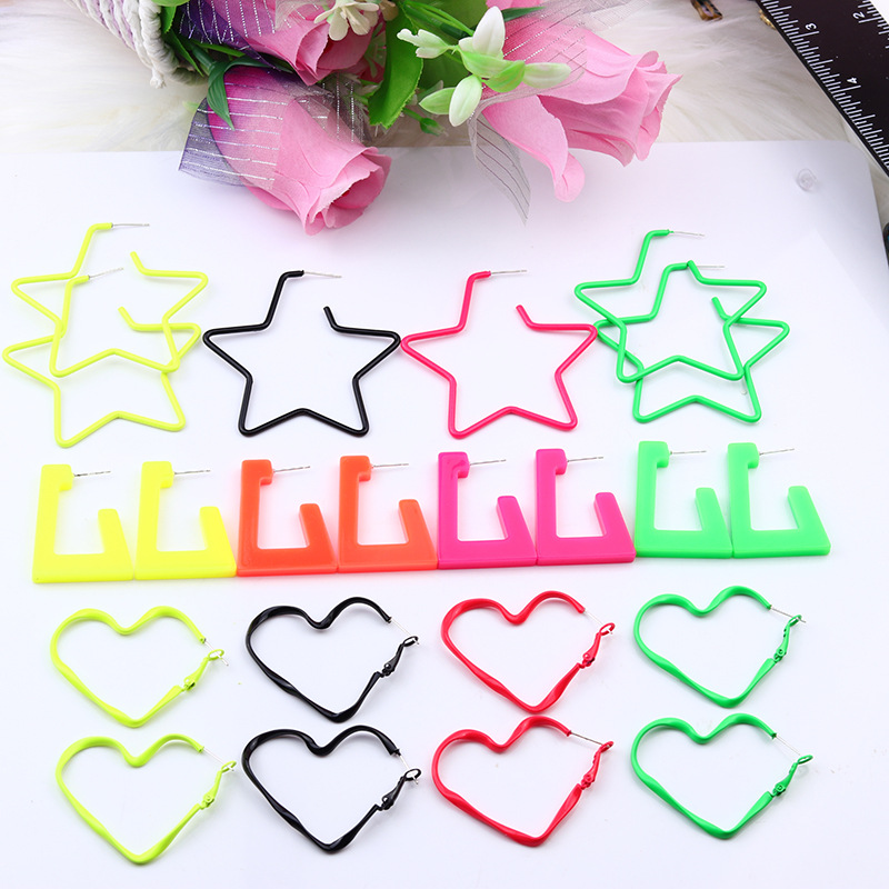 Simple Style Star Heart Shape Arylic Stoving Varnish Women's Earrings 1 Pair display picture 17