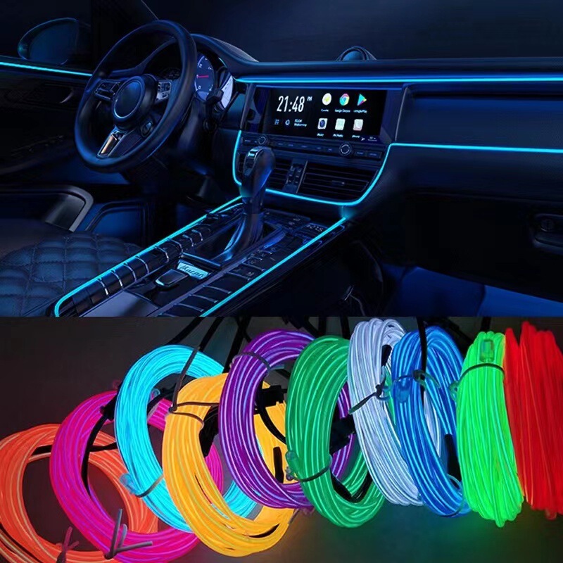 Car atmosphere light USB car Cold Light guide line LED wiring-free modification light bar central control atmosphere light